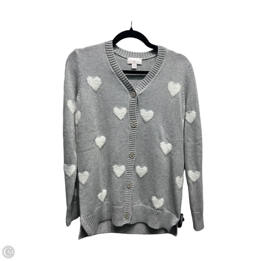 Sweater Cardigan By Belle By Kim Gravel In Grey & White, Size: Xxs