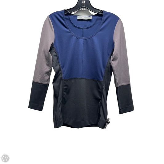 Athletic Top Long Sleeve Crewneck By Adidas In Black & Blue, Size: S
