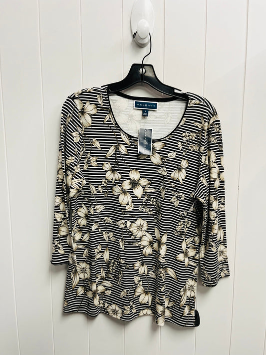 Top Long Sleeve Basic By Karen Scott In Black/gold, Size: M