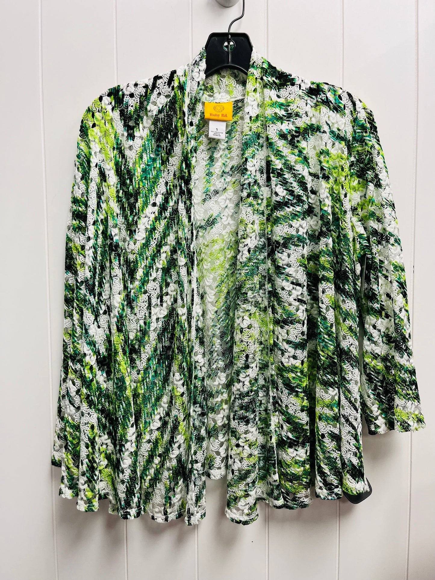 Cardigan By Ruby Rd In Green & White, Size: S