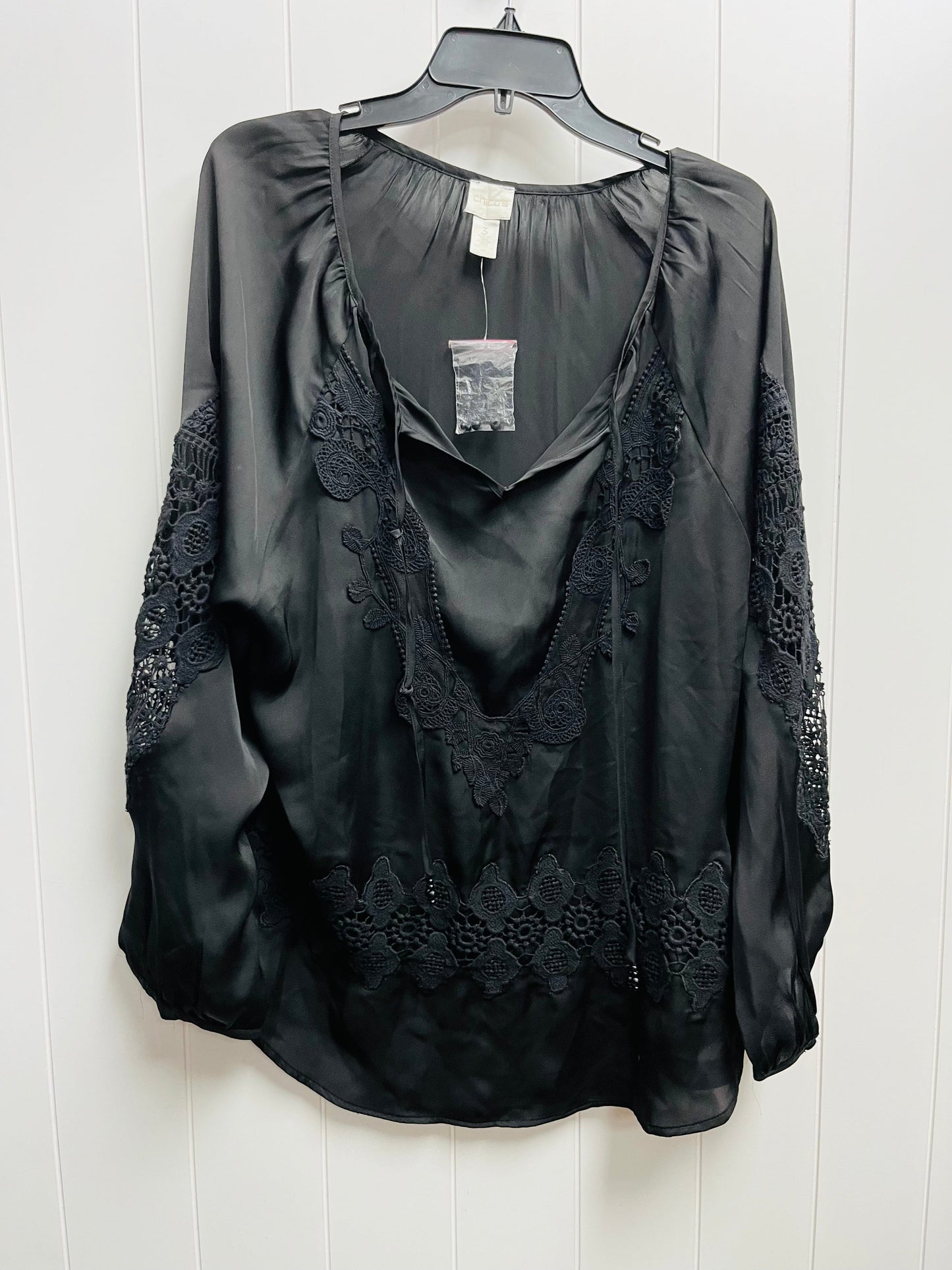 Black Top Long Sleeve Chicos, Size Xl