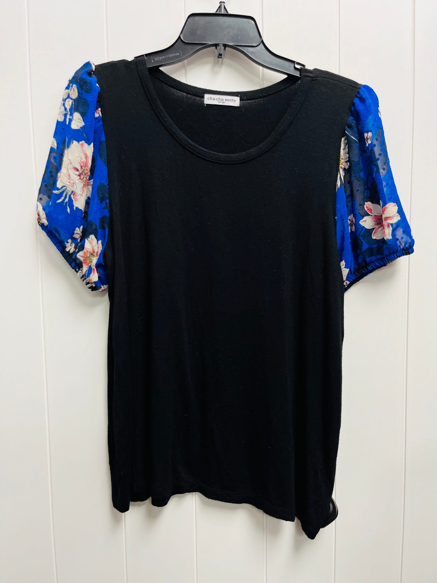 Black & Blue Top Short Sleeve Cha Cha, Size L