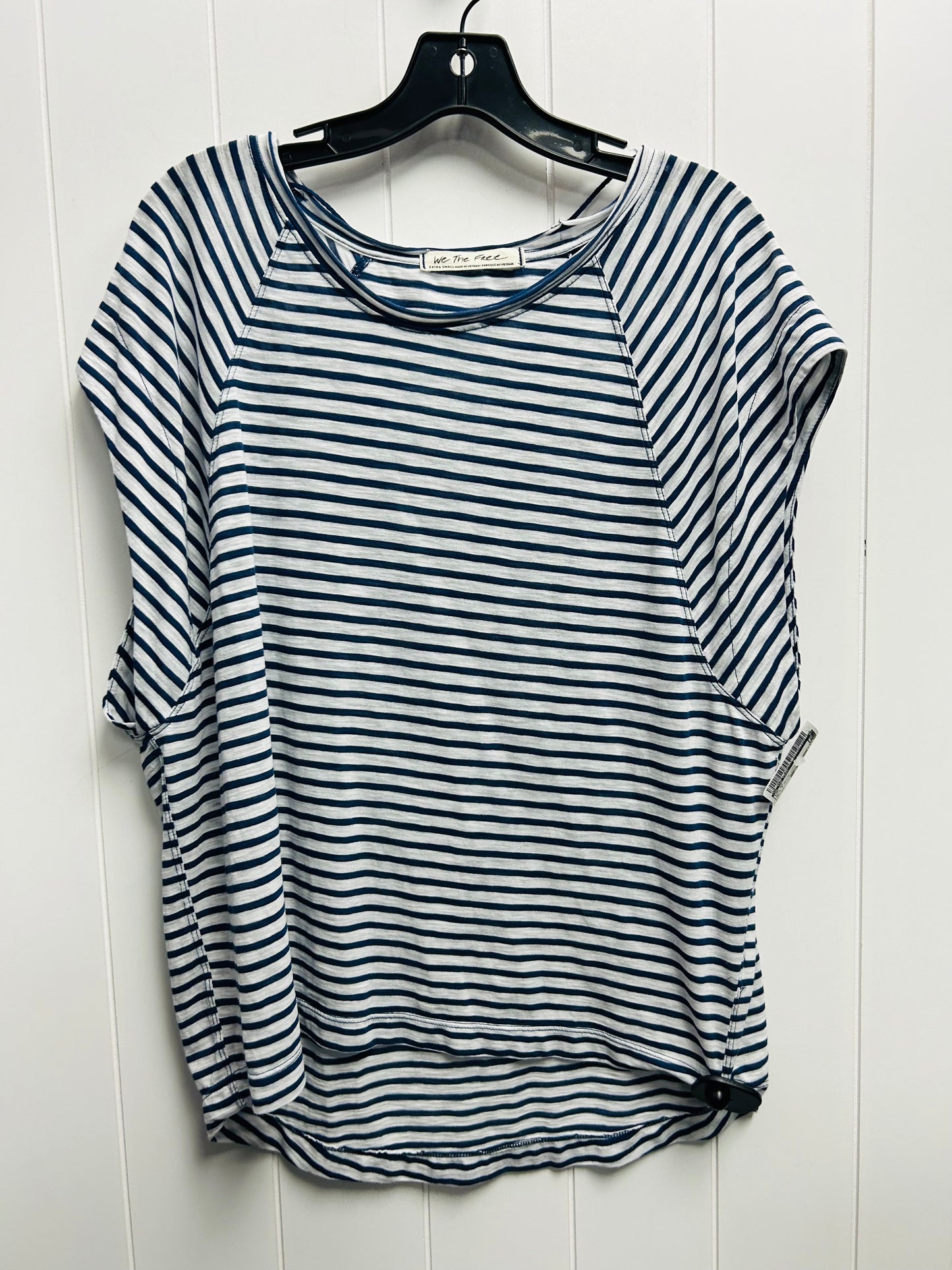 Blue & White Top Short Sleeve We The Free, Size Xs