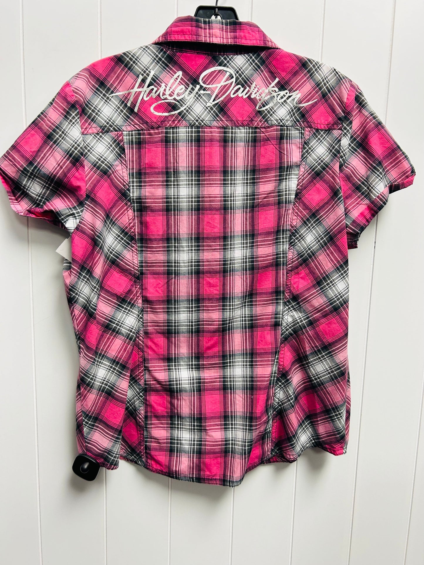 Black & Pink Top Short Sleeve Harley Davidson, Size L