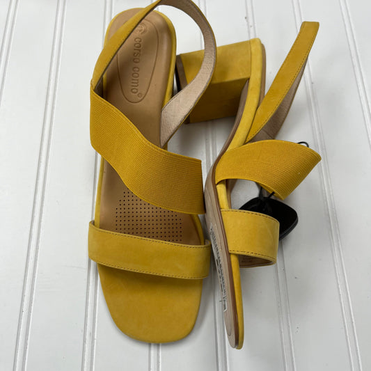 Yellow Sandals Heels Block Corso Como, Size 9.5