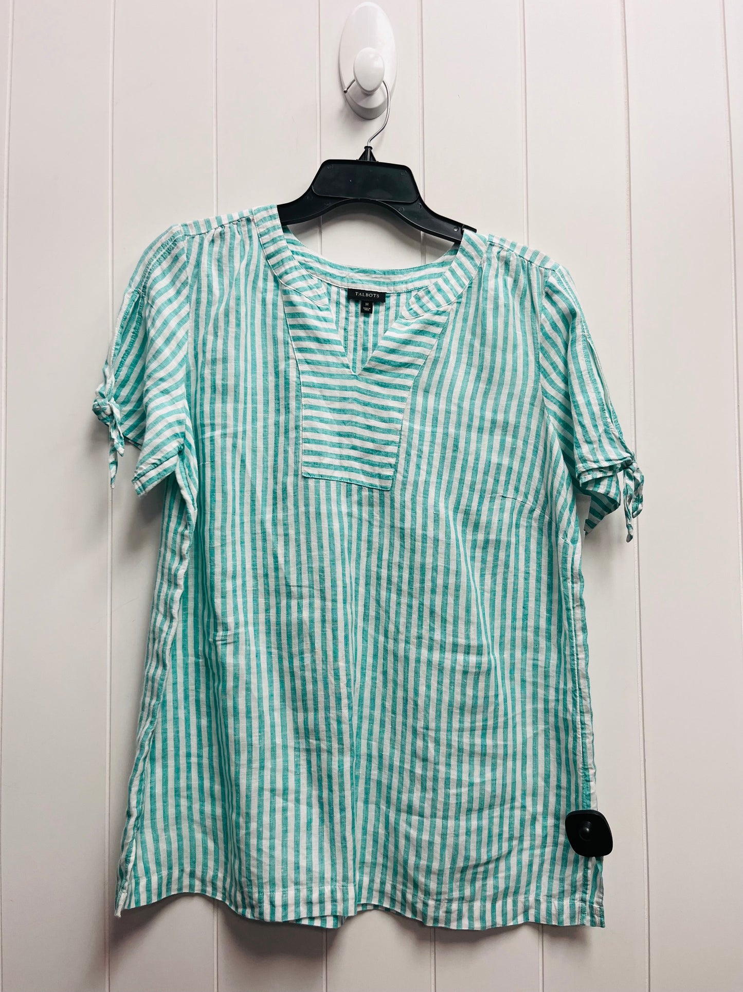 Green & White Top Short Sleeve Talbots, Size M