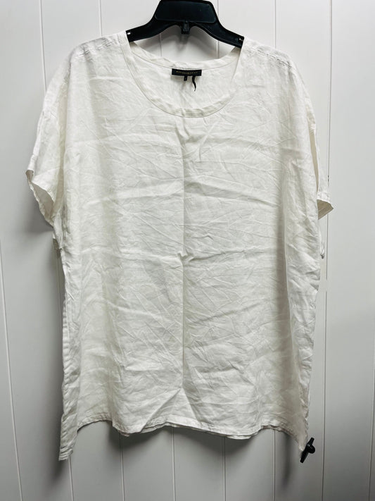 White Top Short Sleeve Donna Karan, Size L