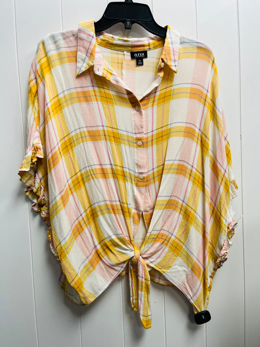 Top Short Sleeve By Ana In Pink & Yellow, Size: Xl