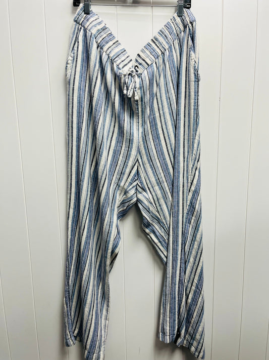 Blue & White Pants Linen Denim And Company, Size 2x