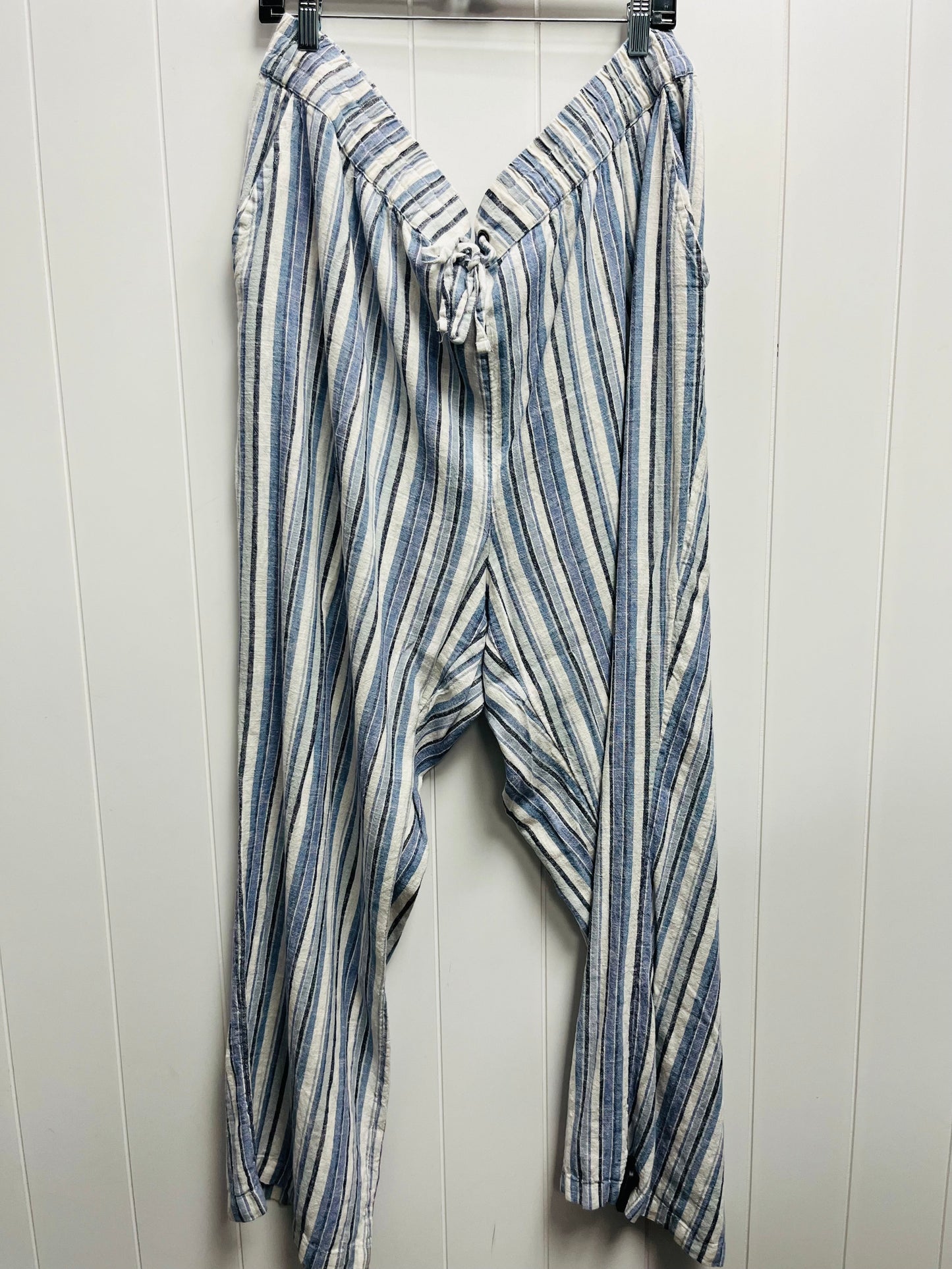 Blue & White Pants Linen Denim And Company, Size 2x