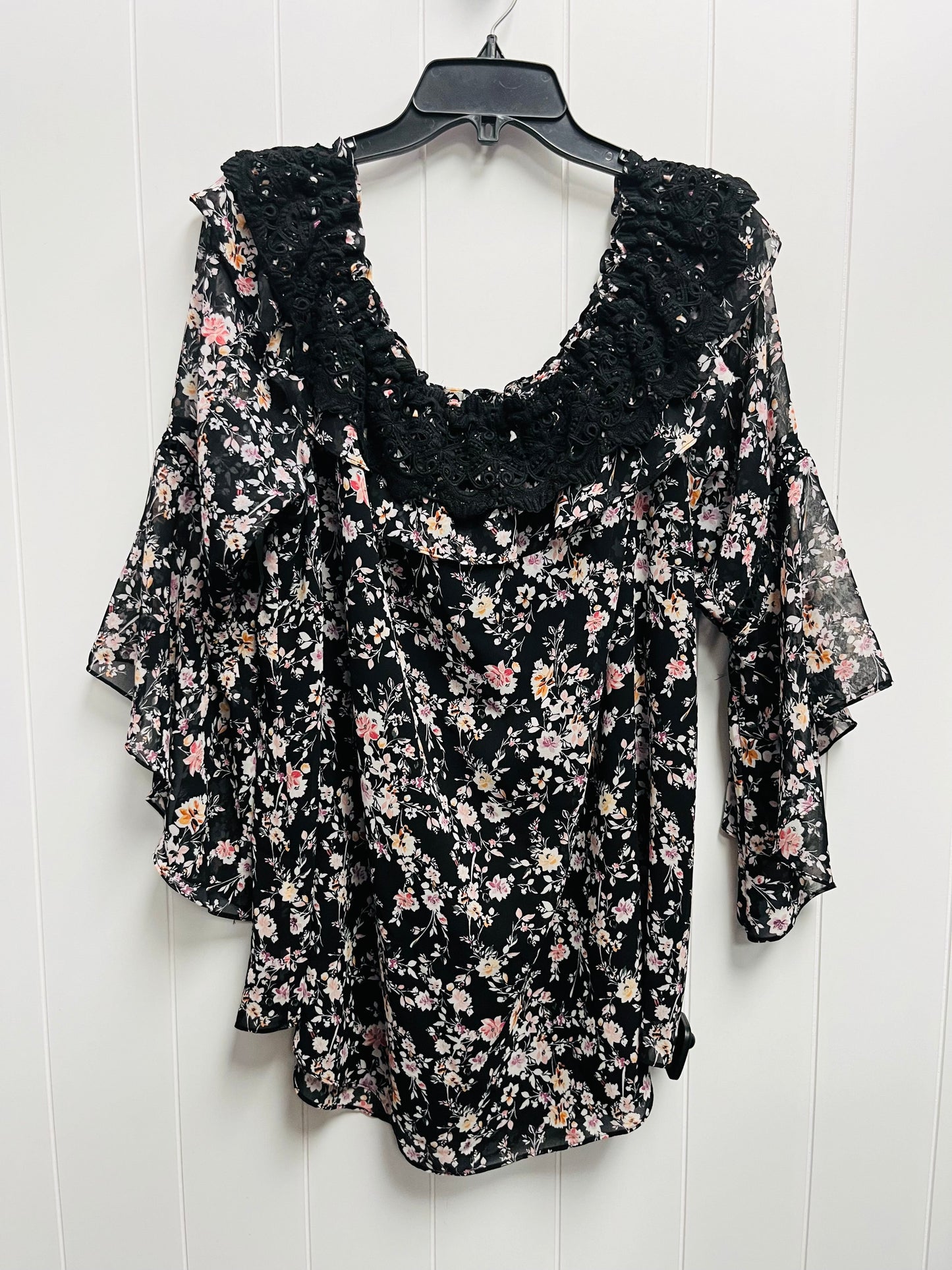 Black & Pink Top 3/4 Sleeve White House Black Market, Size 2x