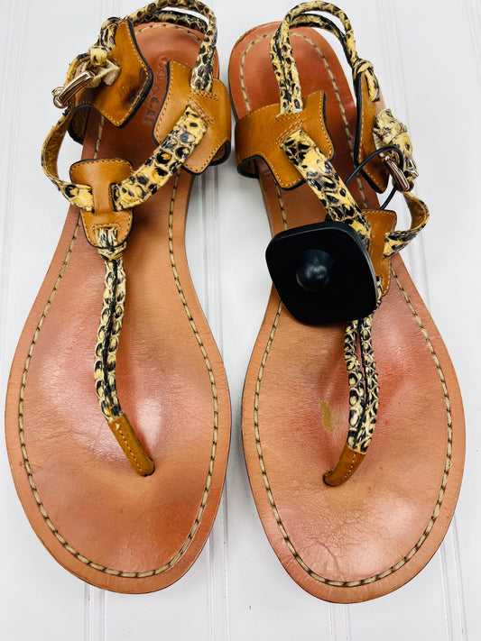 Sandals Designer By Coach In Brown, Size: 9.5