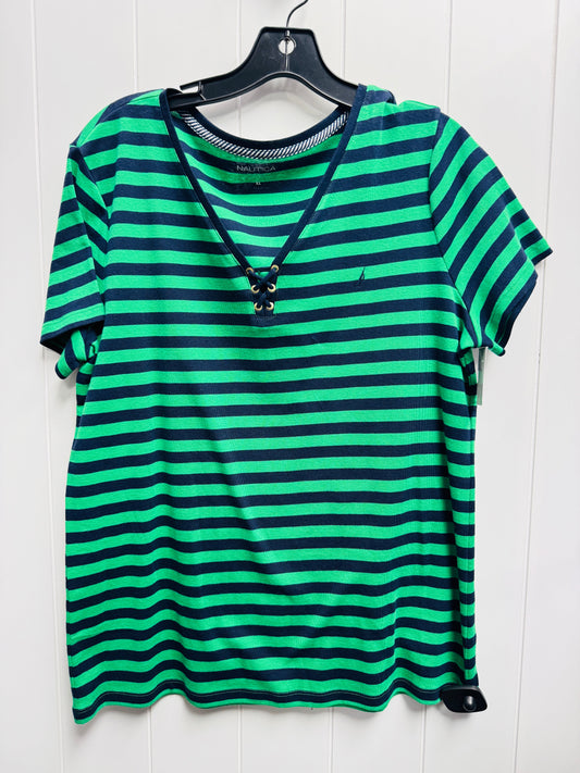 Top Short Sleeve By Nautica In Blue & Green, Size: Xl