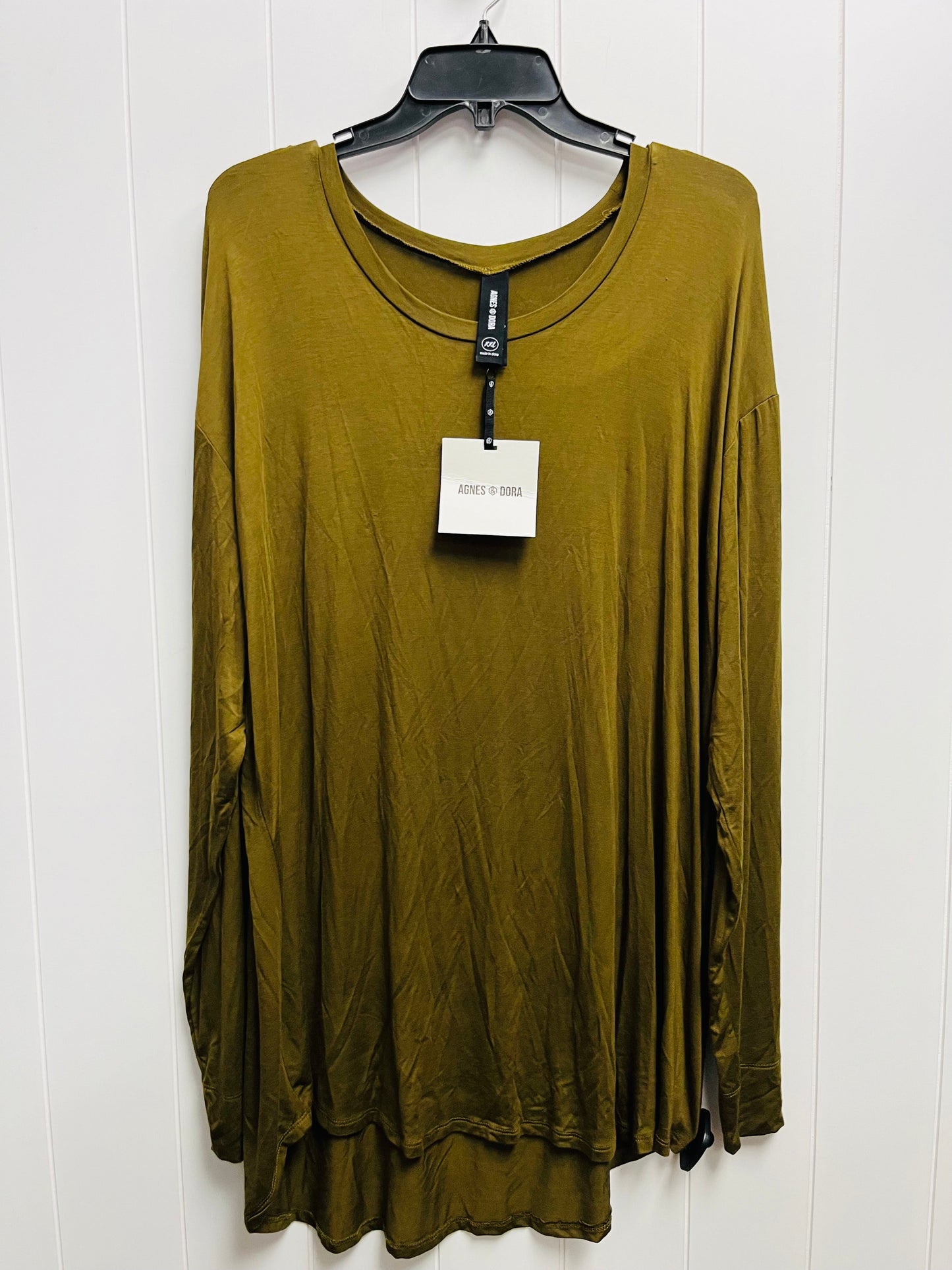 Top Long Sleeve Basic By Agnes & Dora In Green, Size: Xxl