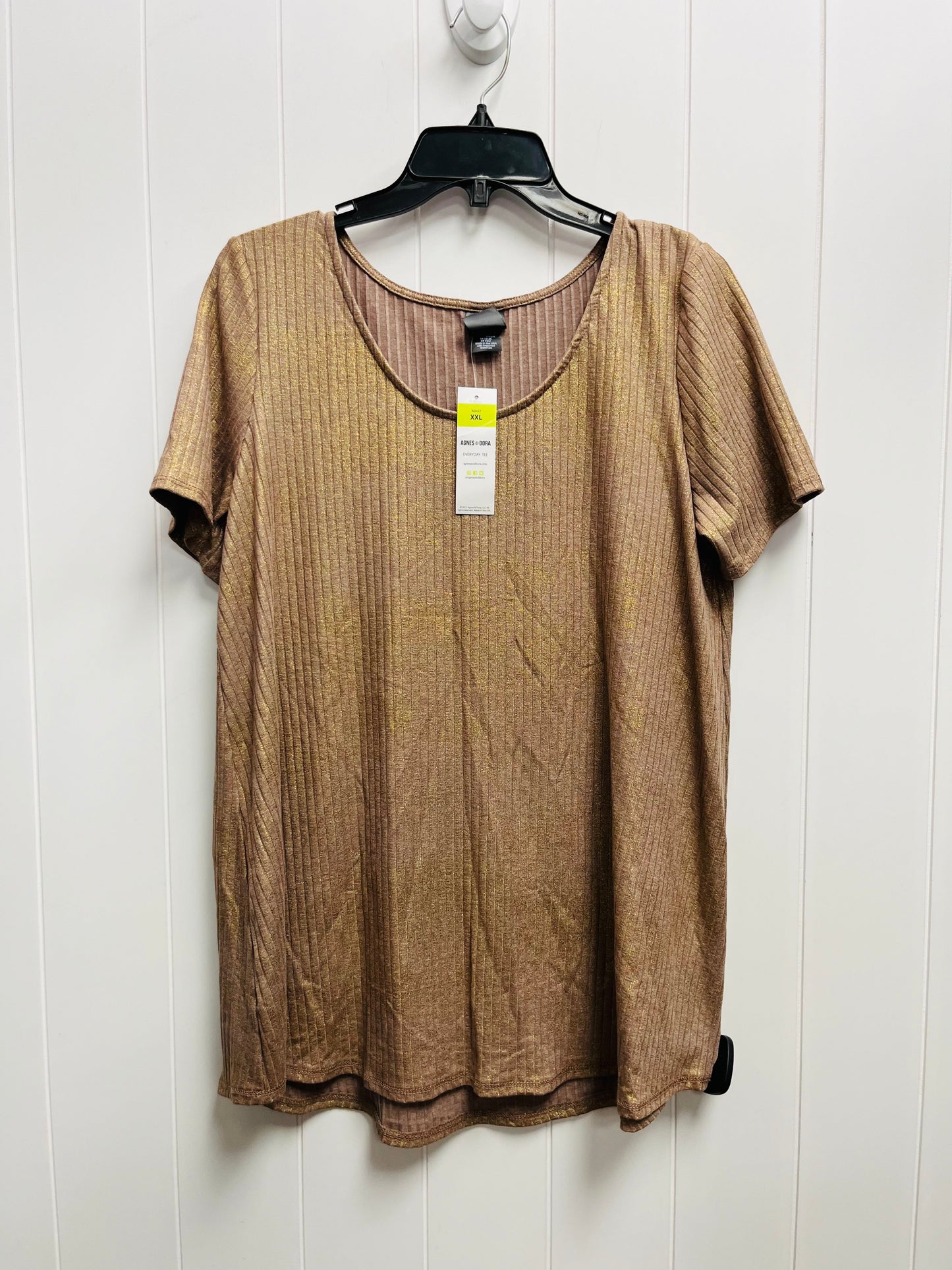 Top Short Sleeve By Agnes & Dora In Gold, Size: Xxl