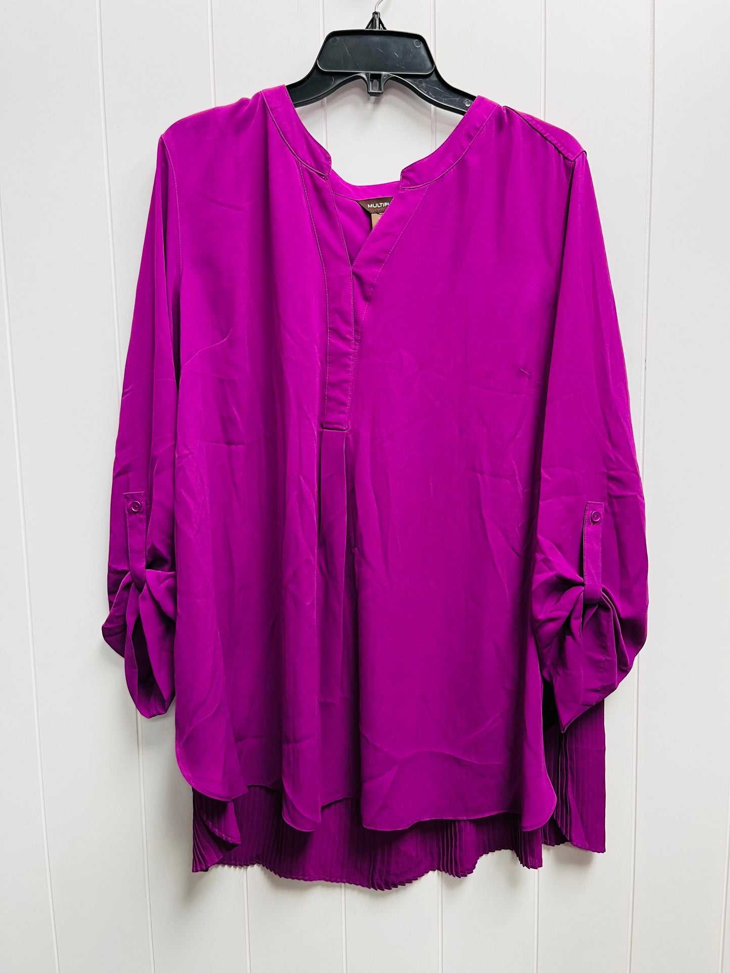 Top Long Sleeve By Multiples In Purple, Size: Xxl