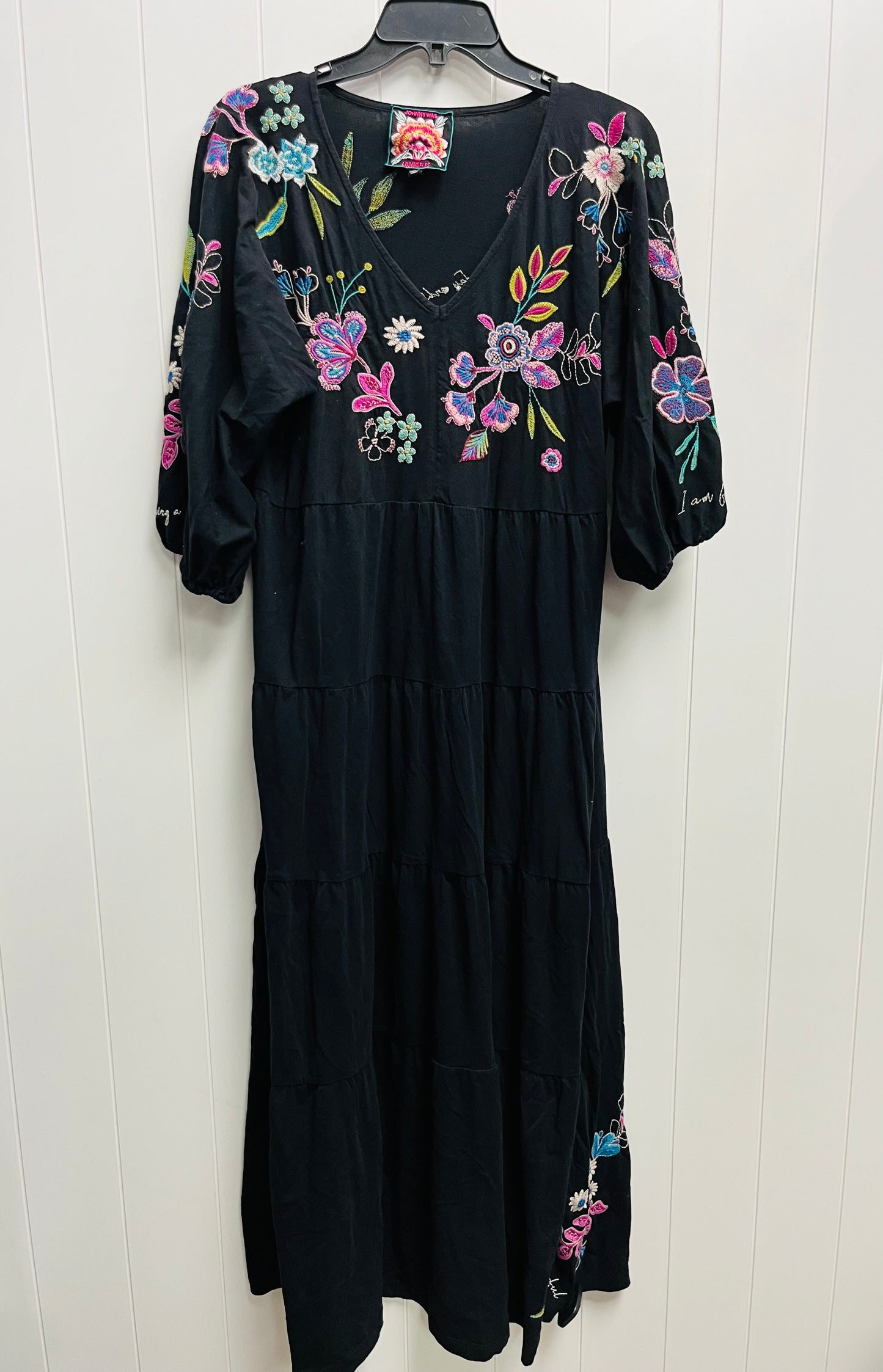 Dress Casual Maxi By Johnny Was In Black & Red, Size: M