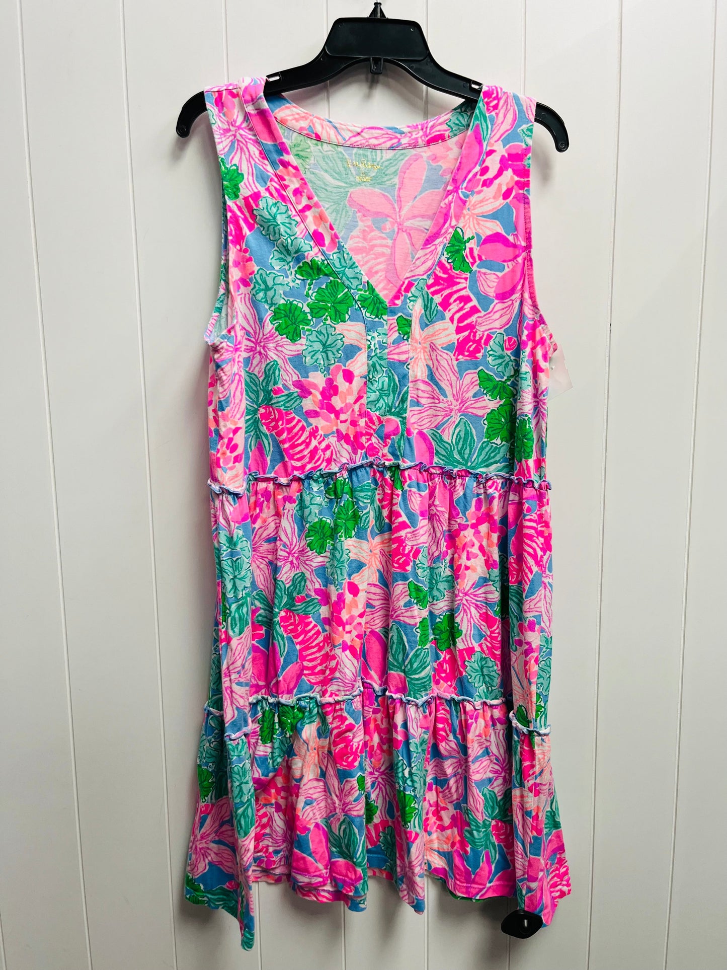 Dress Casual Short By Lilly Pulitzer In Green & Pink, Size: Xl