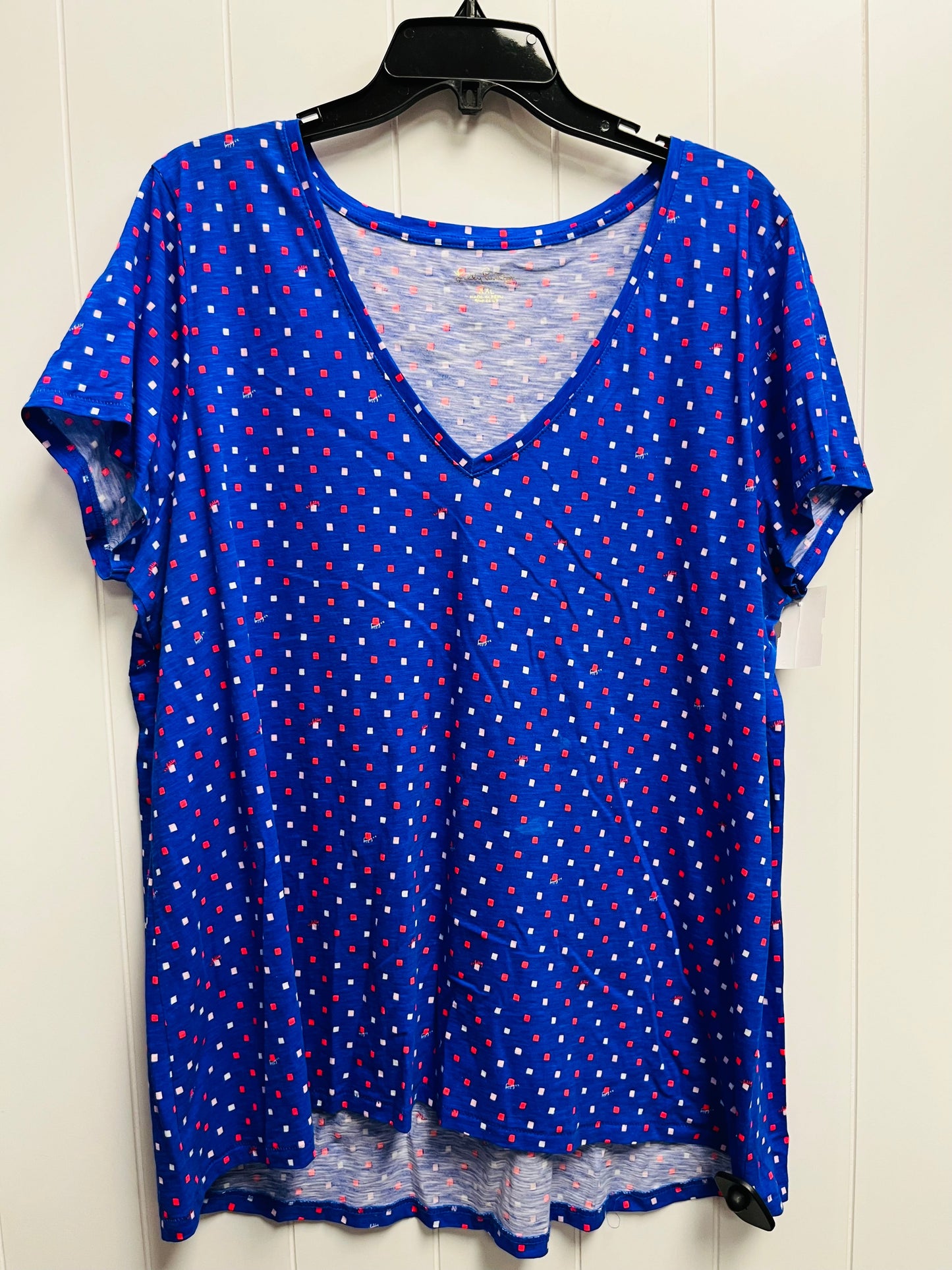 Top Short Sleeve By Lilly Pulitzer In Blue & Pink, Size: Xxl