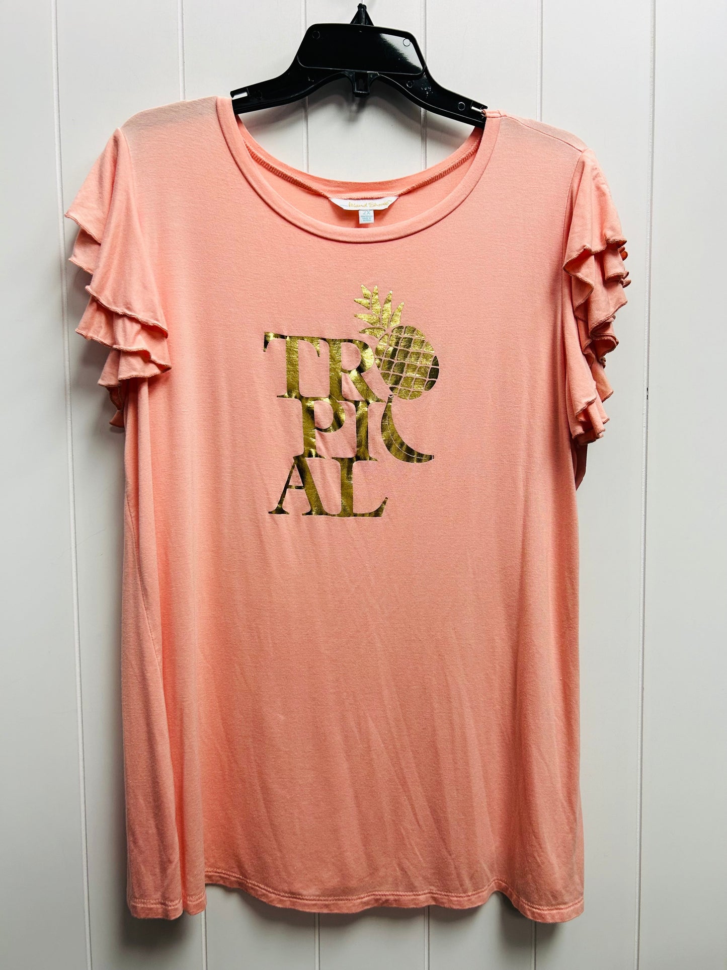 Top Short Sleeve By island shore In Orange, Size: 2x