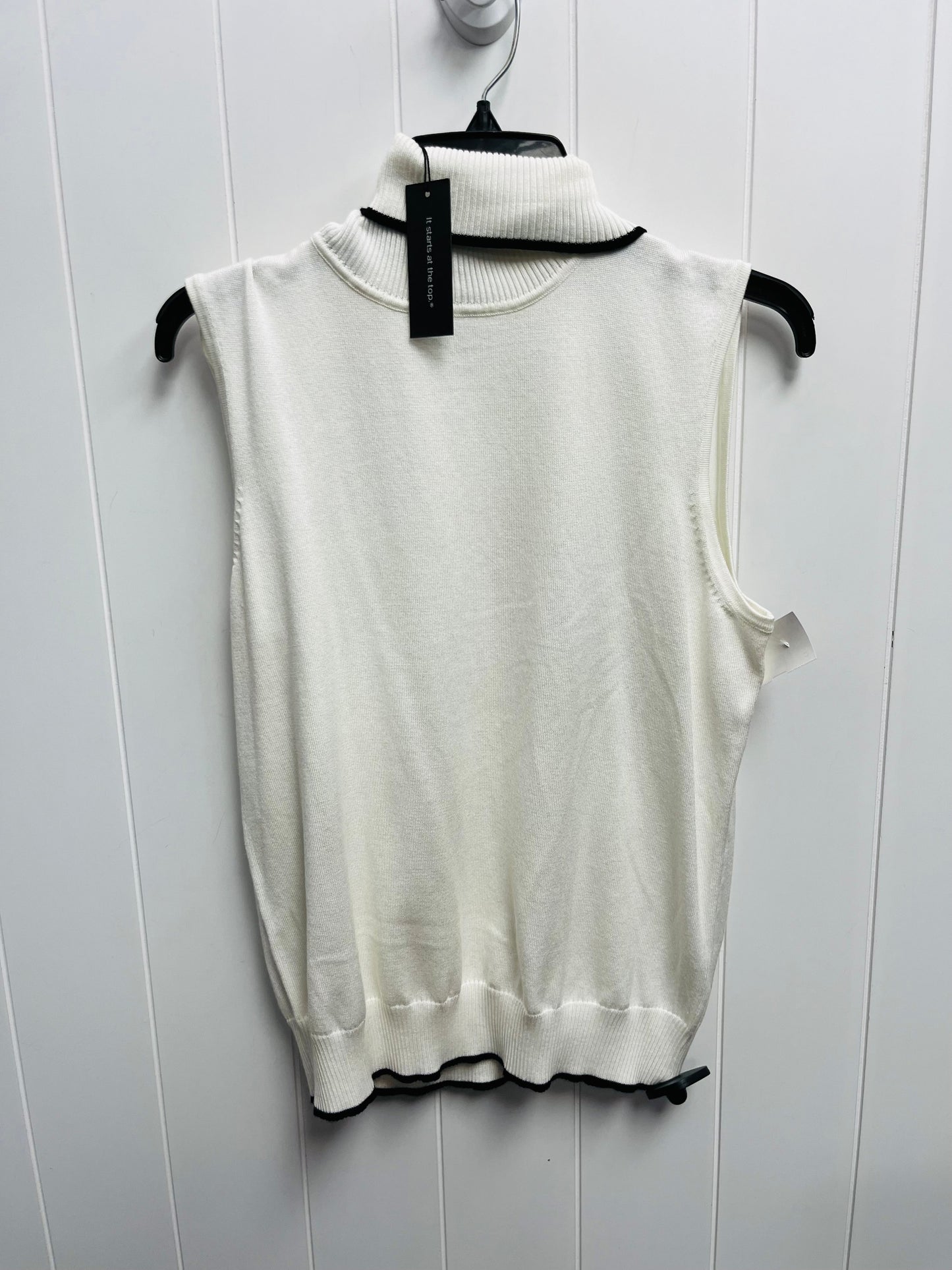 Top Sleeveless By Cable And Gauge In Black & White, Size: Xl