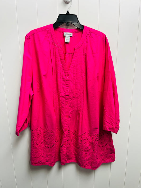 Top 3/4 Sleeve By Catherines In Pink, Size: 1x