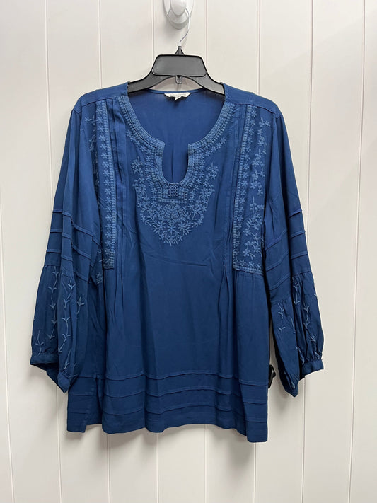 Top Long Sleeve By John Mark In Blue, Size: 1x