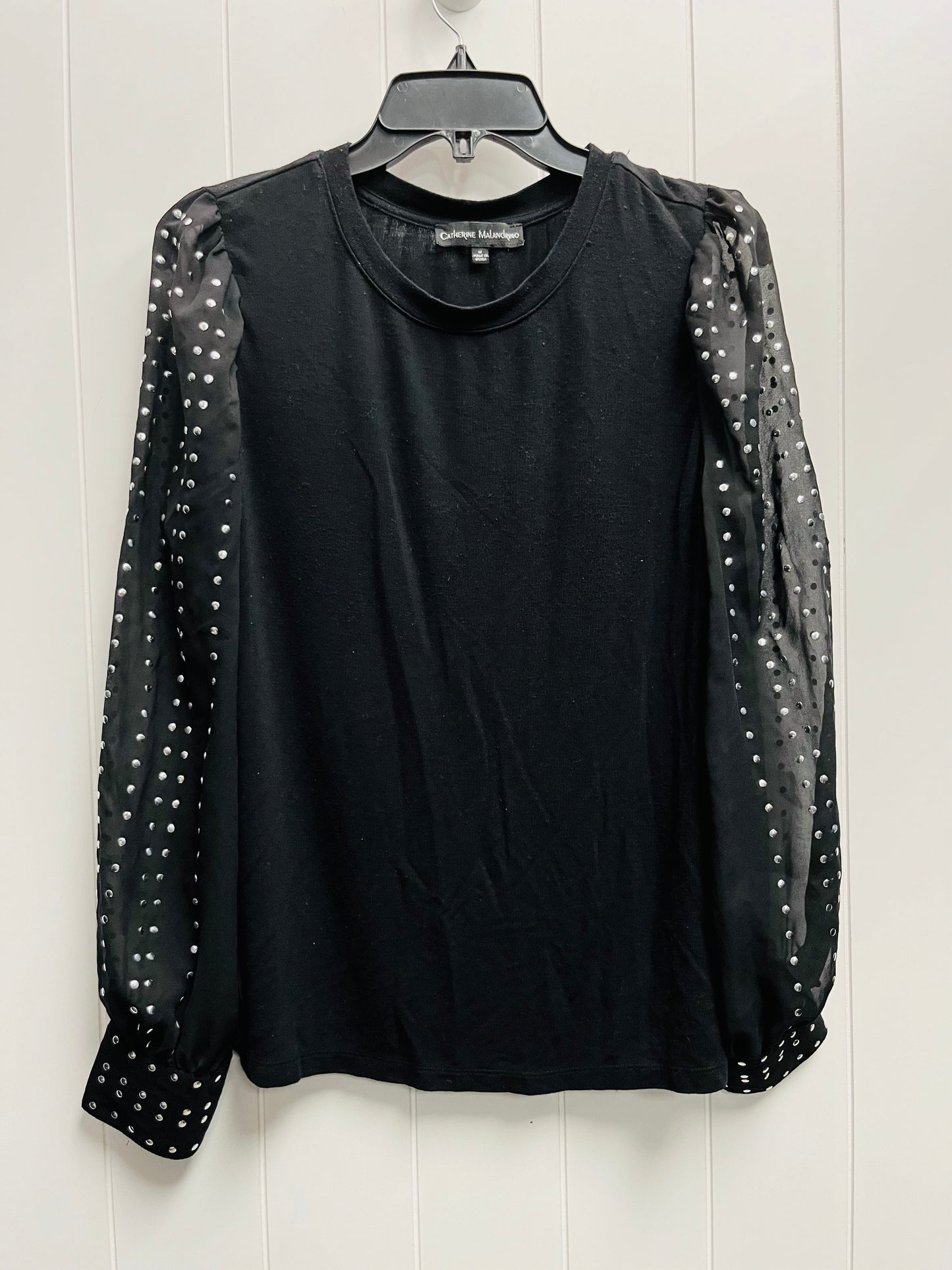 Top Long Sleeve By Catherine Malandrino In Black & Silver, Size: M