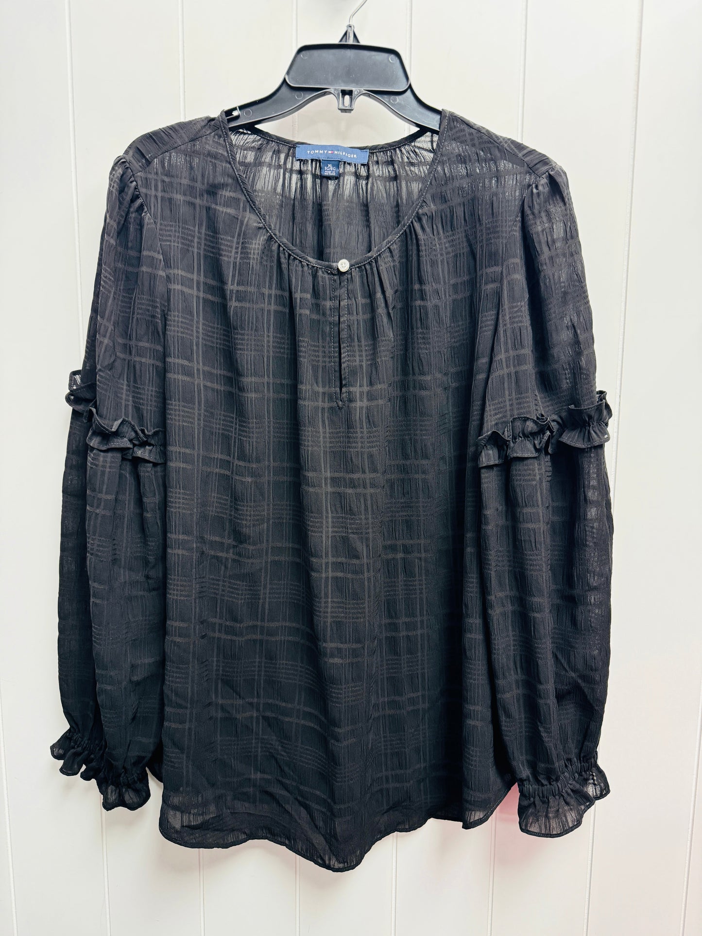 Top Long Sleeve By Tommy Hilfiger In Black, Size: Xl