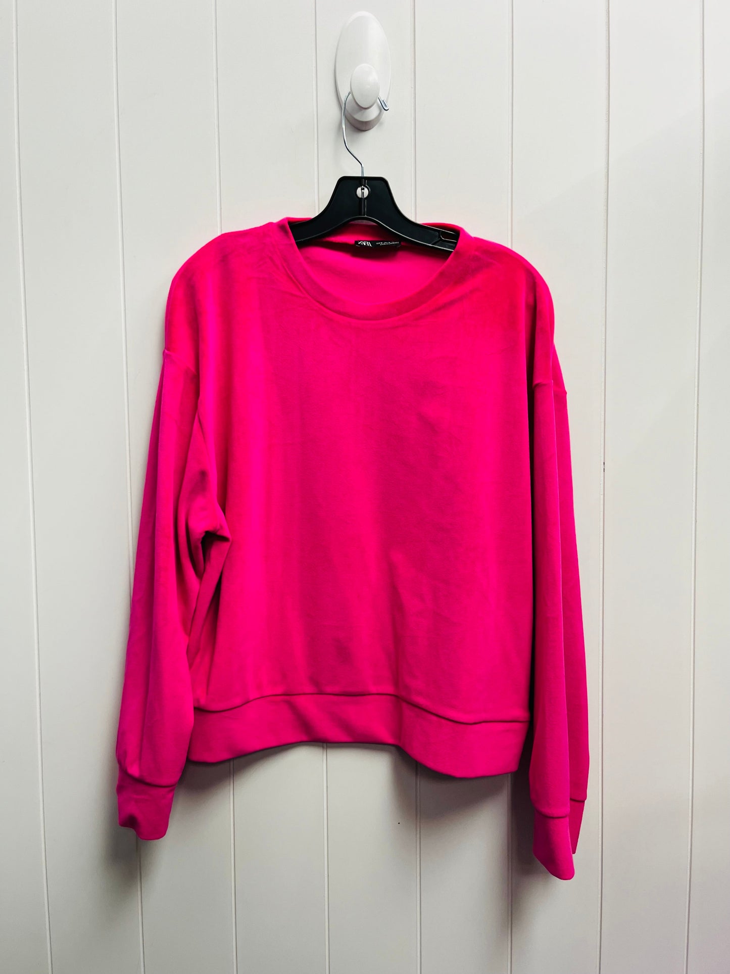 Top Long Sleeve By Zara In Pink, Size: M