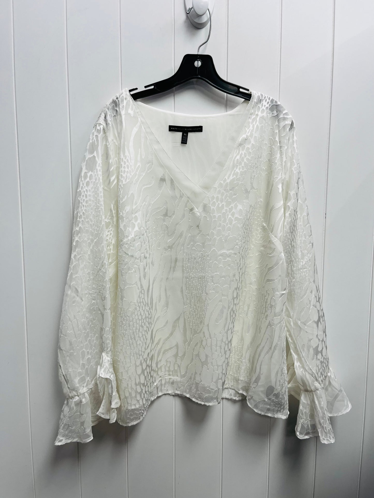 Blouse Long Sleeve By White House Black Market In White, Size: Xl