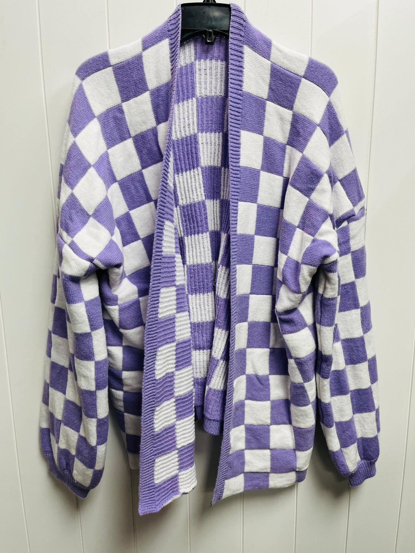 Sweater Cardigan By Clothes Mentor In Purple & White, Size: Xxl