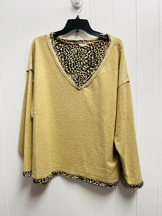 Top Long Sleeve By Pol In Black & Brown, Size: L