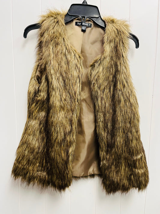 Vest Faux Fur & Sherpa By Say What In Brown, Size: S