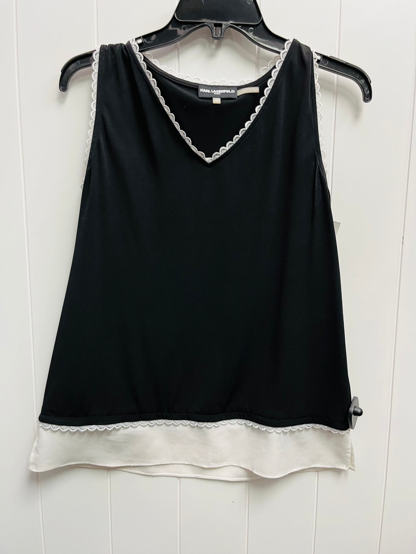 Top Sleeveless Designer By Karl Lagerfeld In Black & White, Size: Xs