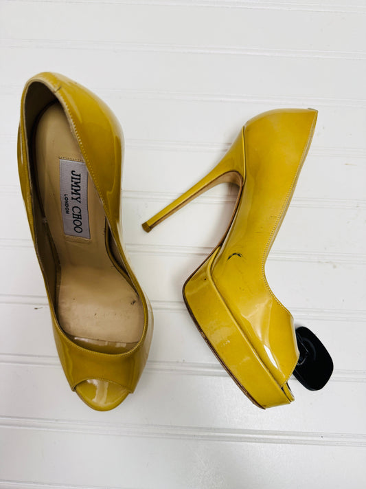 Shoes Luxury Designer By Jimmy Choo In Yellow, Size: 7