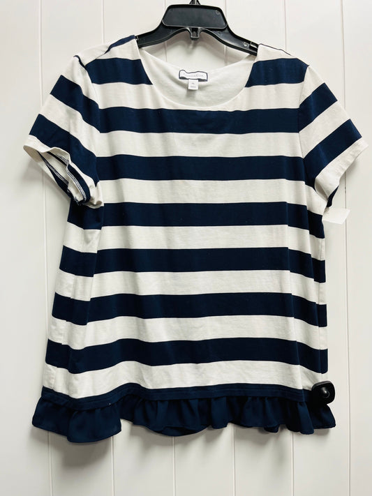 Top Short Sleeve By Charter Club In Blue & White, Size: Xl