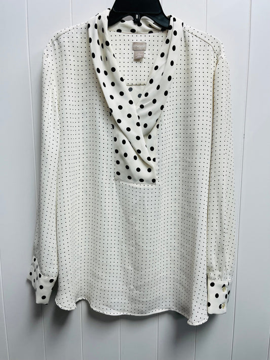 Blouse Long Sleeve By Chicos In Black & White, Size: 20