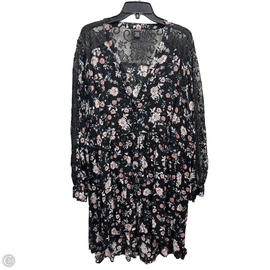 Tunic Long Sleeve By Torrid In Black & Pink, Size: 4x