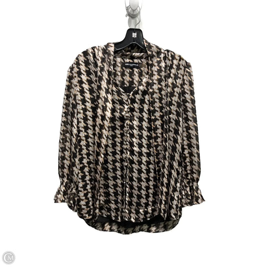 Blouse Designer By Karl Lagerfeld In Black & Tan, Size: M