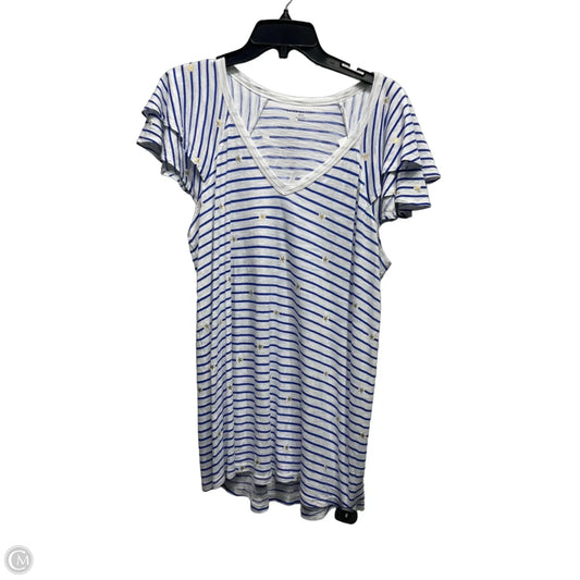 Top Short Sleeve Basic By Lane Bryant In Blue & White, Size: 10