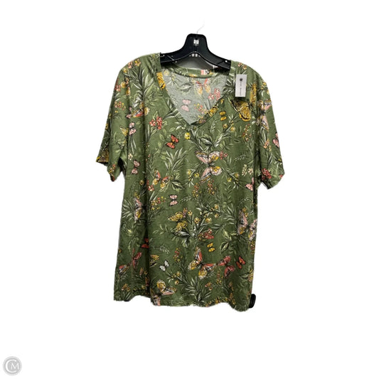 Top Short Sleeve By Lane Bryant In Green & Yellow, Size: 14