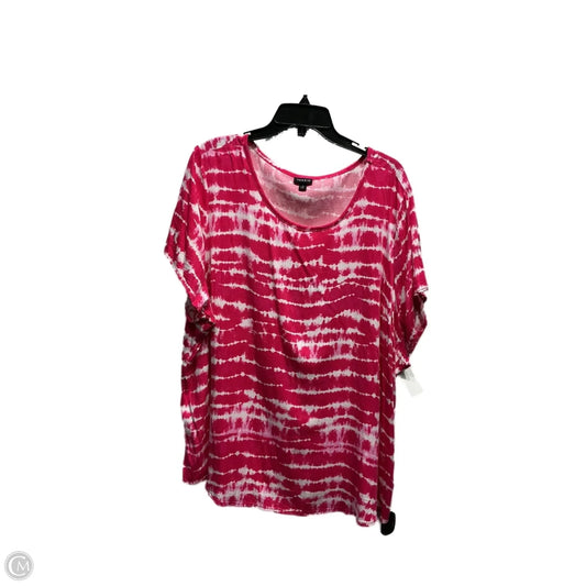 Top Short Sleeve By Torrid In Pink & White, Size: 4X