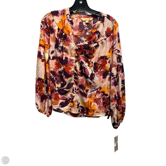Top Long Sleeve By Hope & Harlow In Orange & Pink, Size: Sp