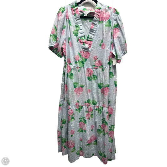 Dress Casual Midi By Crown And Ivy In Green & Pink, Size: 2x