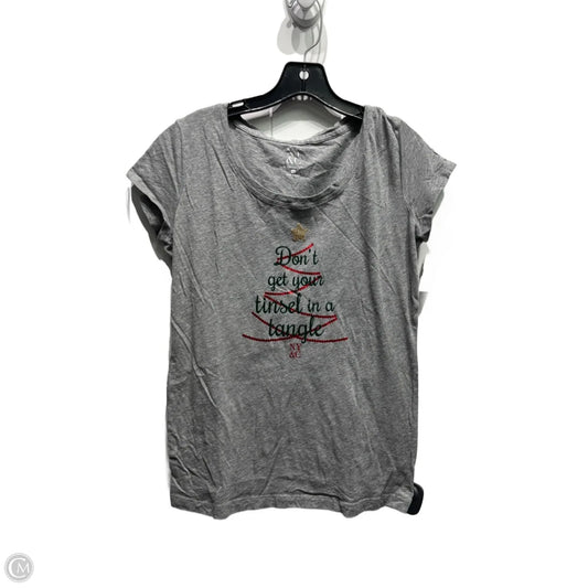 Top Short Sleeve Basic By New York And Co In Grey & Red, Size: M