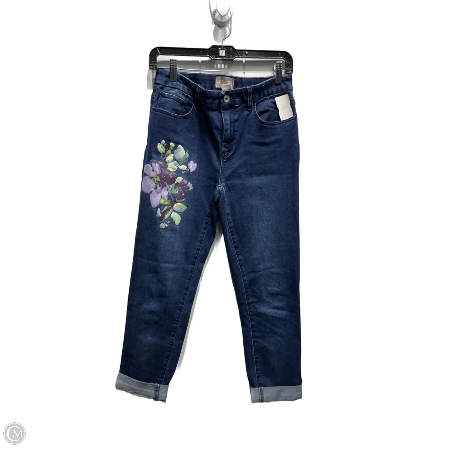 Jeans Cropped By Chicos In Blue Denim, Size: Xs