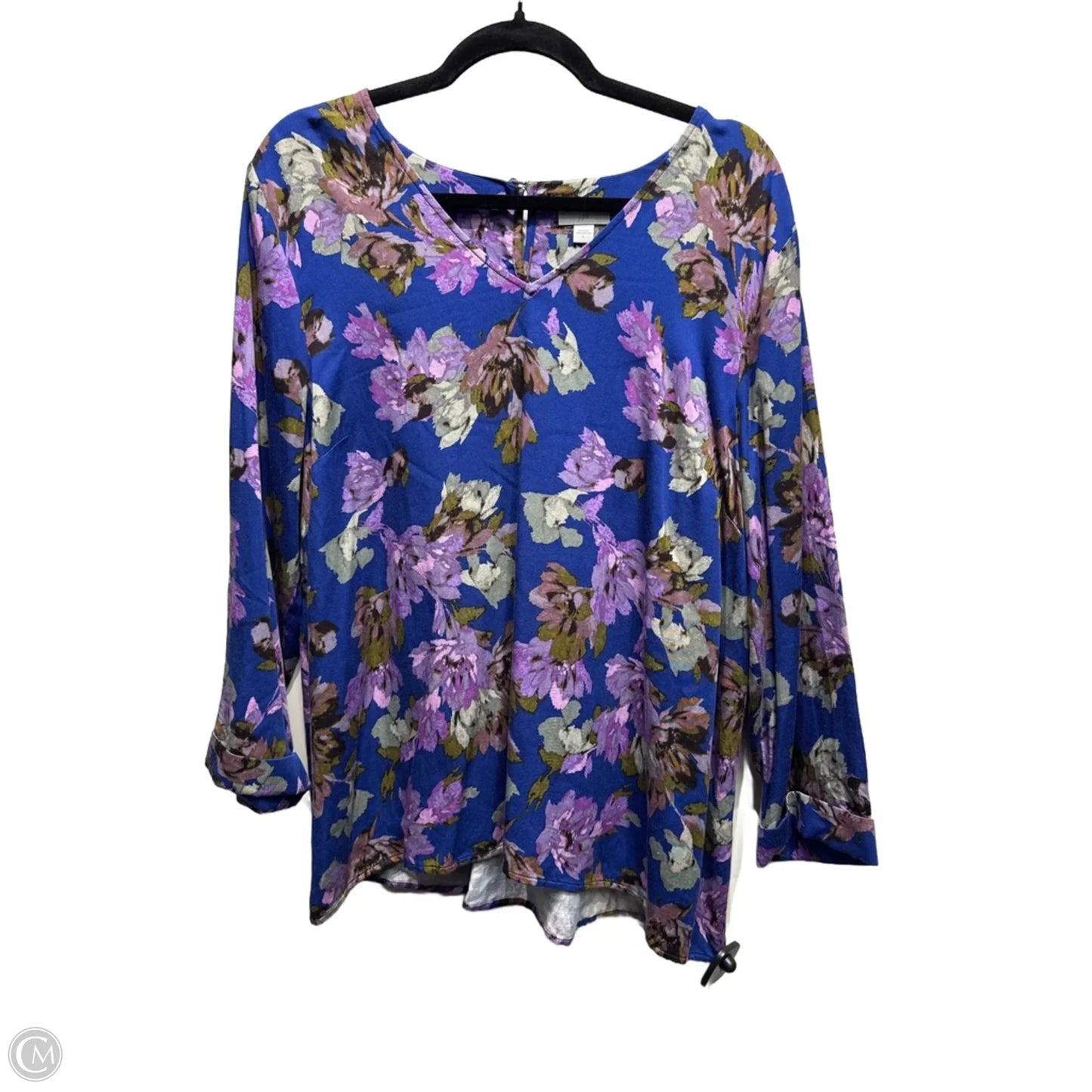 Top 3/4 Sleeve By J. Jill In Blue & Purple, Size: L