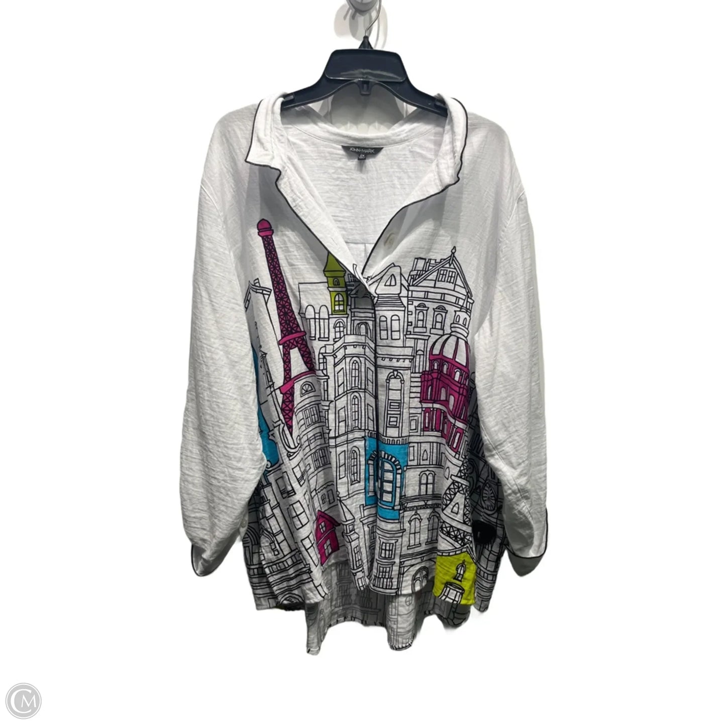 Top Long Sleeve By John Mark In Blue & Pink, Size: 2x