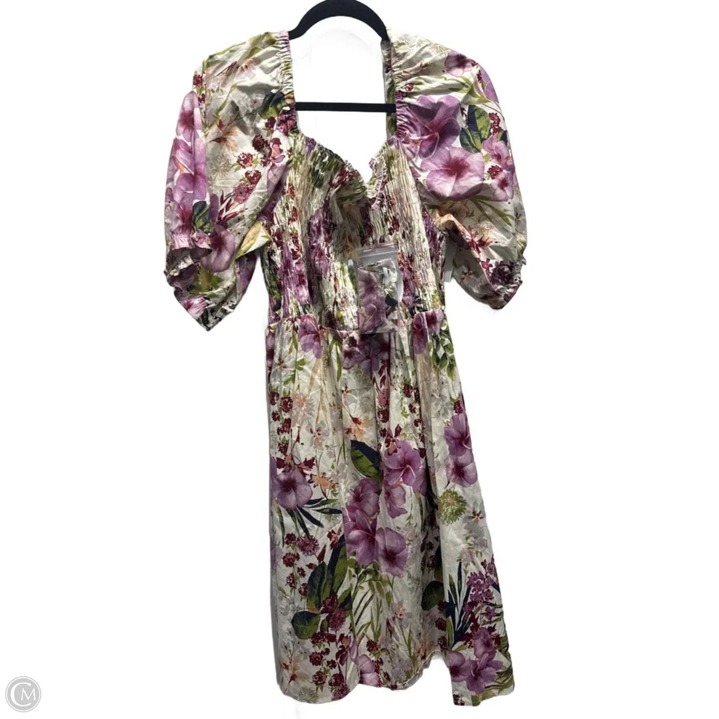 Dress Casual Short By melo0nie In Cream & Purple, Size: 22